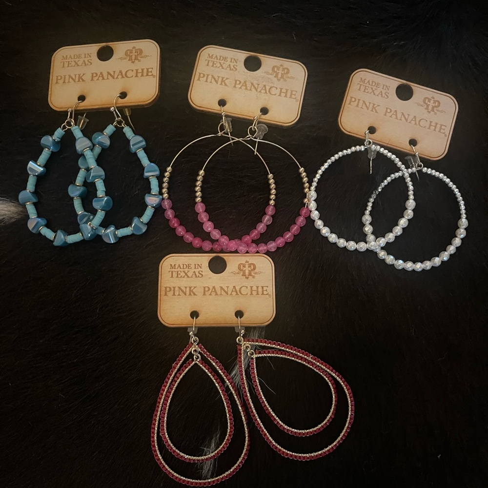 Pink Panache Beaded Hoop Earrings Set